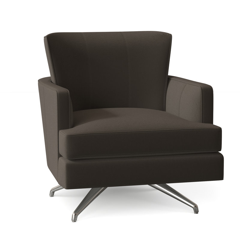 Kyle Swivel Armchair, Nickel, 1181 Pearl Genuine Leather