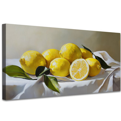 Art mural de citron, art mural de toile de cuisine de citron, affiche de décoration murale de fruits italien pour la cuisine, images de citron méditerranéen pour impressions murales sur toile 16 po x 32 po