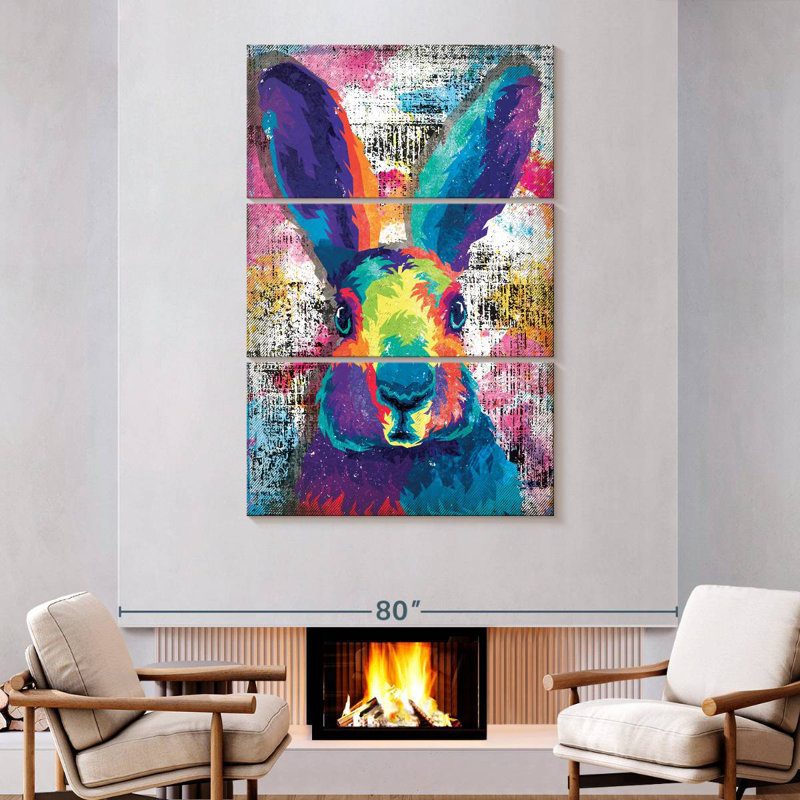 Brampt Colorful Rabbit Face, 74" H x 48" W