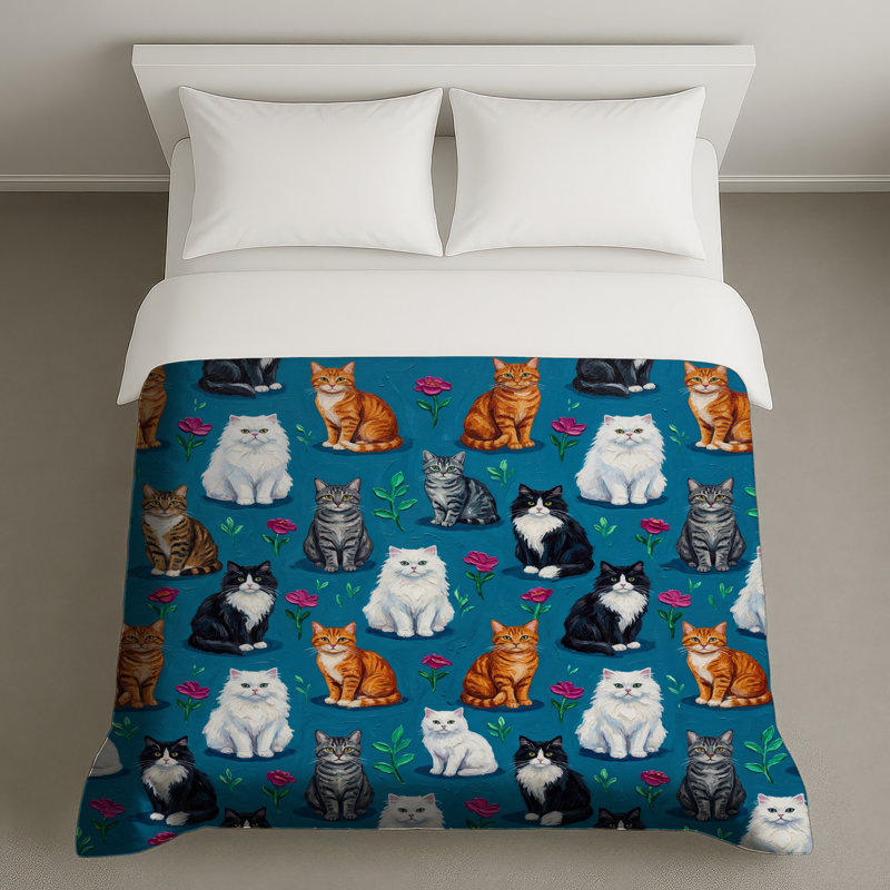 Divers housses de couette chats et fleurs, Twin
