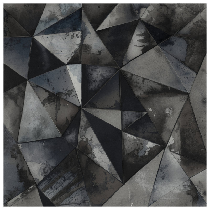 Geometric Black Gray Triangles Comforter, Queen