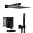 Wall Mounted Shower With Waterfall Tub Spout - 12" Square Rain Head, Handheld, Oil Rubber Bronze, -balanced, 12 Inch Valve