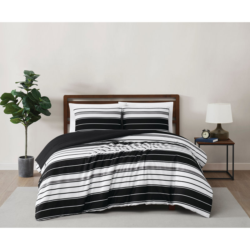 Twin Black Microfiber Comforter and Sham Set