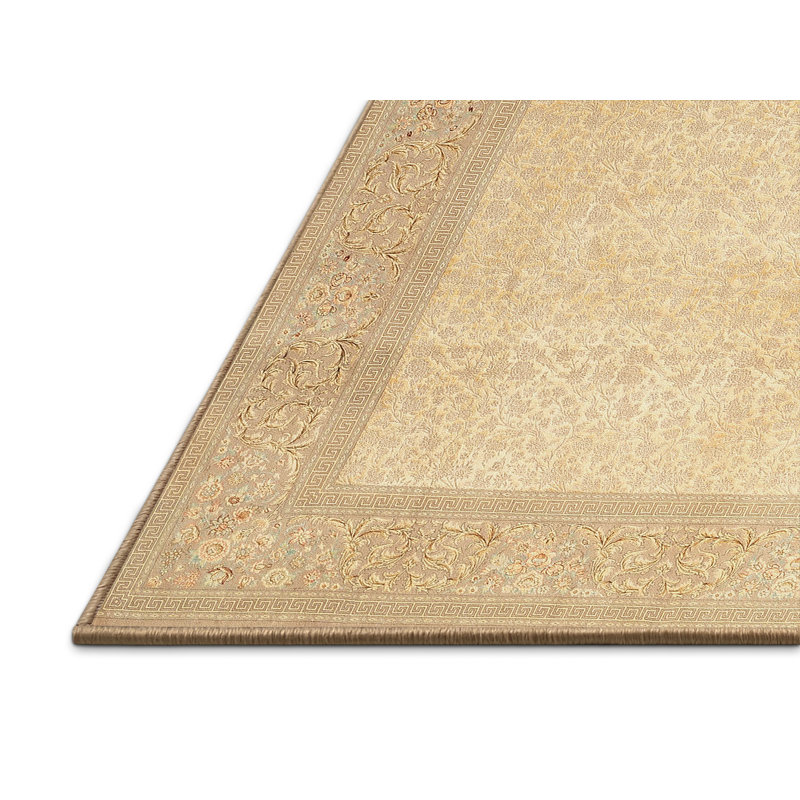 Tapis de zone crème contemporaine, Rectangle 5 pi x 7 pi
