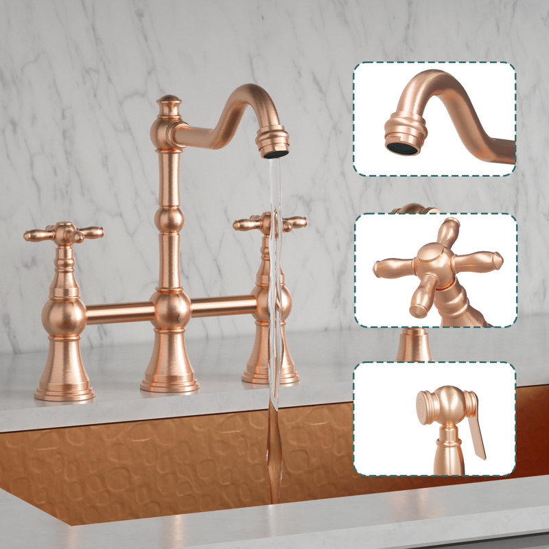 Akicon Kitchen Faucet with Side Spray, Copper