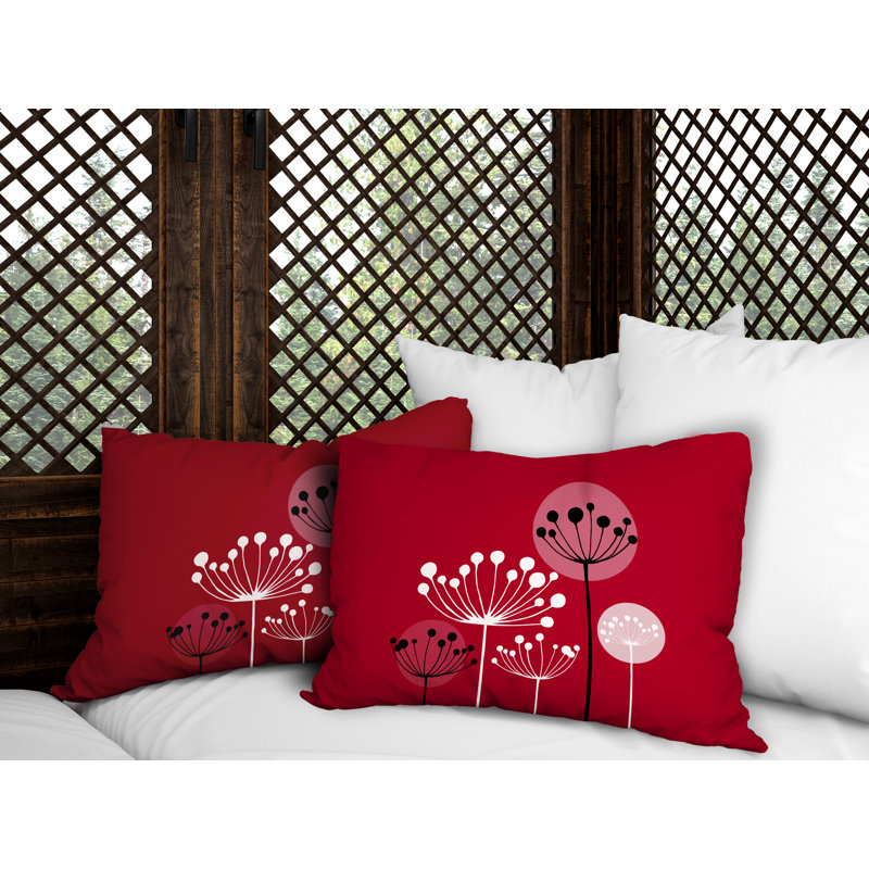 Polyester / Mélange de polyester Housse de coussin rectangulaire intérieure / extérieure lombaire et insert, Rouge