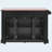 53" Farmhouse Kitchen Island with Two Tempered Glass Cabinet Doors, Power Outlet, Rolling Kitchen Cart on Wheels with Drop Leaf, 5 Open Side Racks, 3 Drawers, for Kitchen, Dining Room, Black