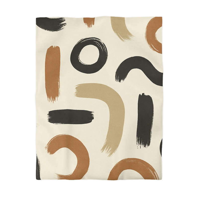 Microfiber Duvet Cover Boho Style, Design 71, Twin Duvet Cover, Cream