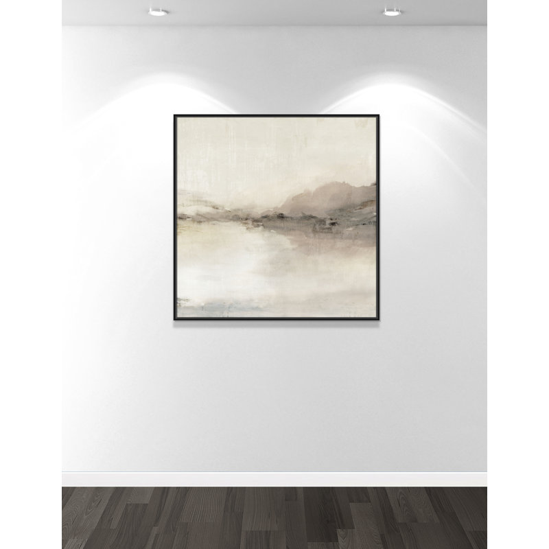 «Blush Horizon II» par Isabelle Z, L 41,5 po x H 41,5 po, Toile avec cadre, Cadre flottant noir