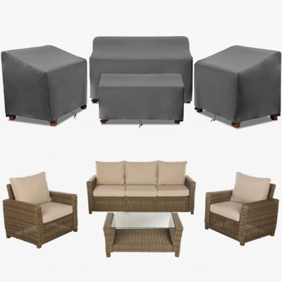 4 Piece 210D Waterproof Patio Conversation Set Covers, Heavy Duty UV Resistant Outdoor Protector for Loveseat Chairs Coffee Table