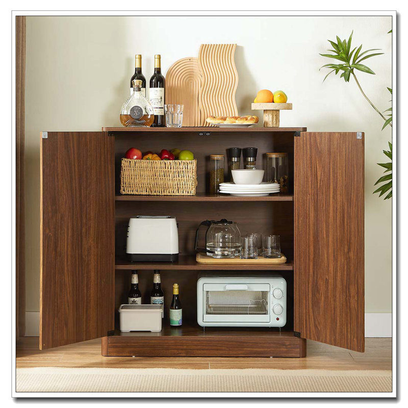 31.5-inch modern wavy sideboard, Walnut