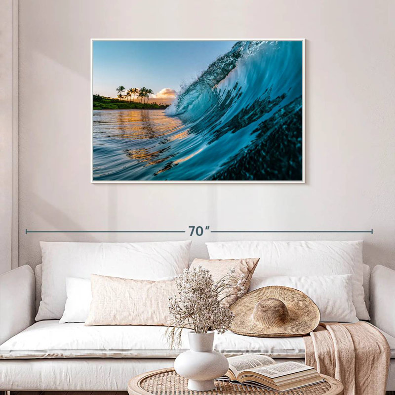 Vague du matin, Cadre flottant blanc, 43 po x 29 po