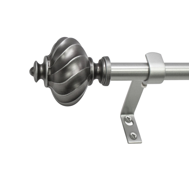 Tringle à rideaux simple réglable en métal LaJuante, Noir pétrole, 86 po à 120 po