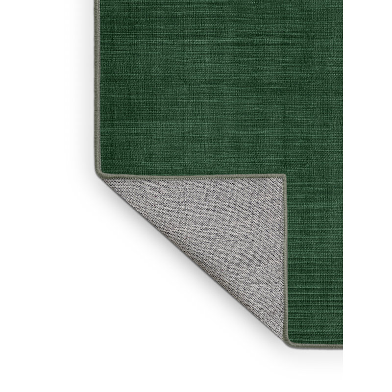 Machine Washable Solid Green Area Rug, Round 5'
