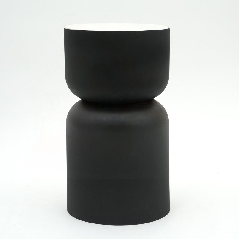 Drum End Table with White Marble Top
