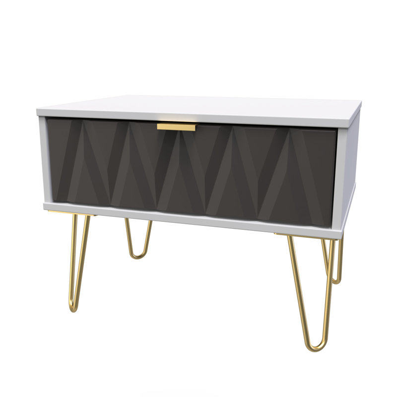 Baturhan 58cm W Manufactured Wood Bedside Table, Graphite/Grey