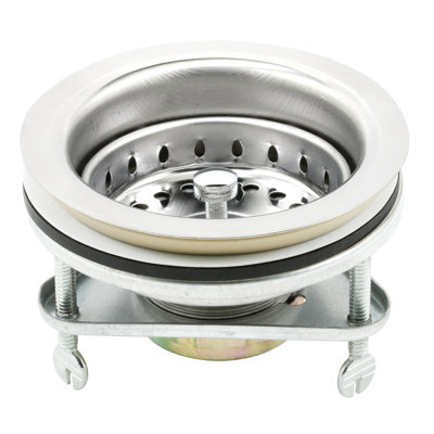 Kitchen Sink Basket Strainer Drain Assembly 3-1/2" to 4" with Putty Stainless Steel 3 Screw Mount