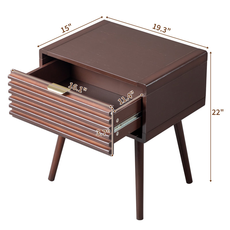 Table de chevet en bois massif Olijah, Brun