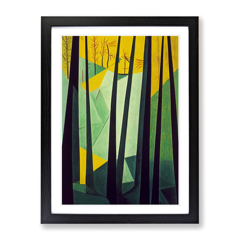 Spring Forest Abstract Vol.4 - Single Picture Frame Print, 64cm H x 46cm W x 2cm D, Black