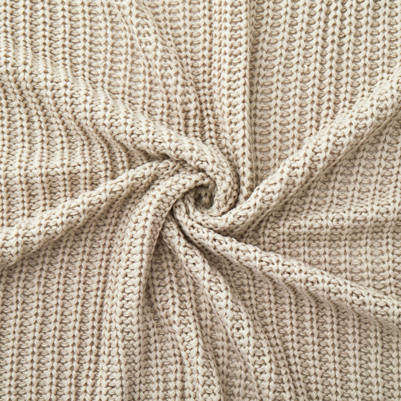 Jeté doux tricoté, douillet, couverture décorative légère pour canapé et lit, kaki, Tanné