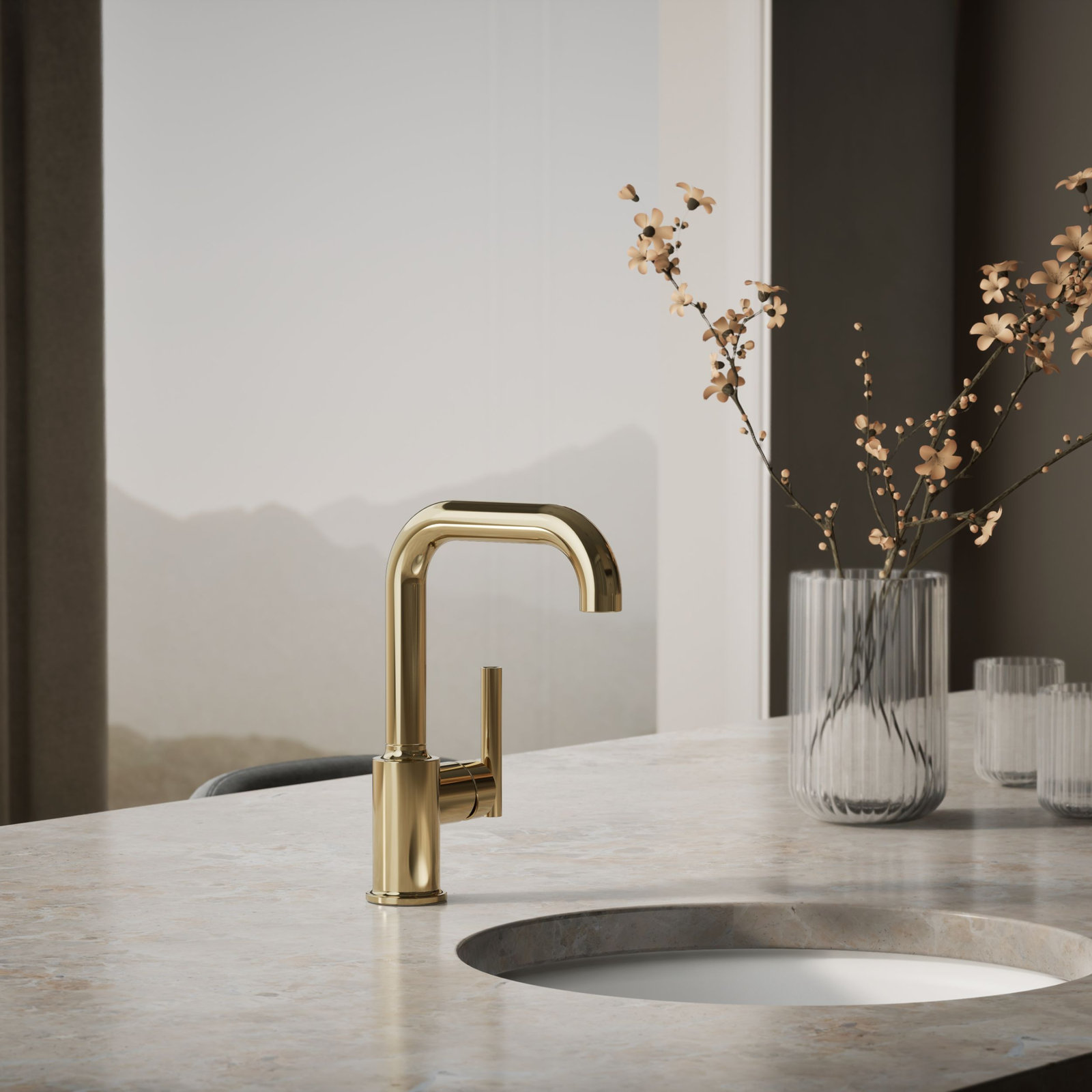 Purist Bar Faucet with Accessories, French Gold