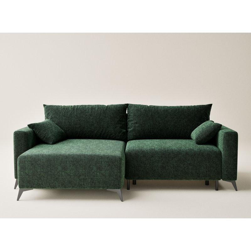 3 Seater Reclining Corner Sofa , Left Hand Facing, Chenille - Dark Green
