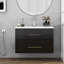 Meuble-lavabo noir brillant de 30 pouces avec lavabo en céramique, solution de rangement moderne pour les petits espaces