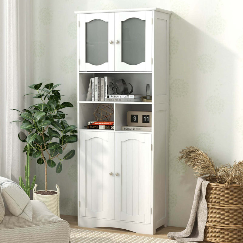 Armoire de rangement pour salle de bain 58,5 po, Blanc / Blanc