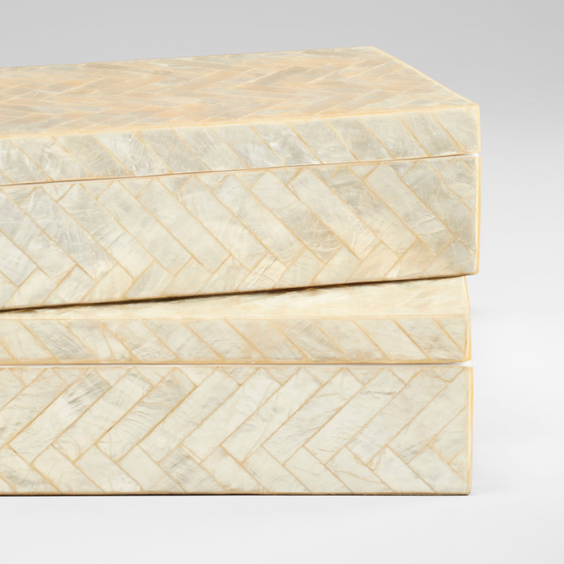 Triton Decorative Box, 3" H x 12.25" W x 6.25" D, Pearl