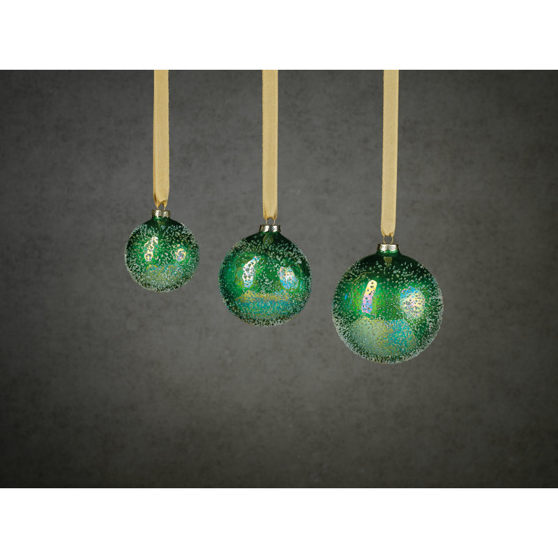 Sugared Shiny Set of 6 Ball Ornament, 4" H x 4" W x 4" D