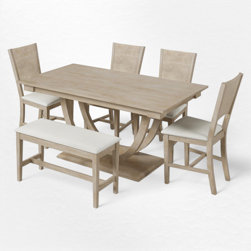 Aspelare Rectangular Dining Set, Natural Wood