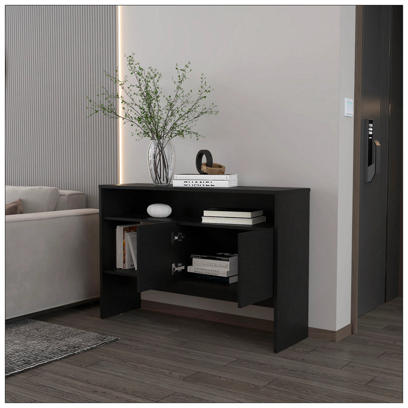 Console noire avec deux portes, Noir