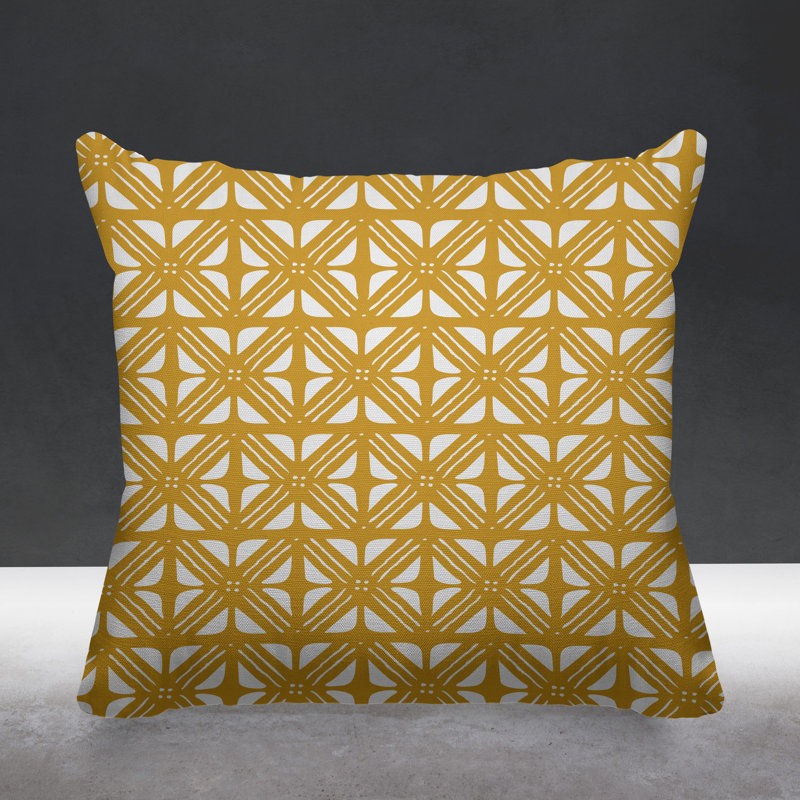 Housse de coussin d'extérieur carré et insert, 17 po x 17 po, Jaune, Carré