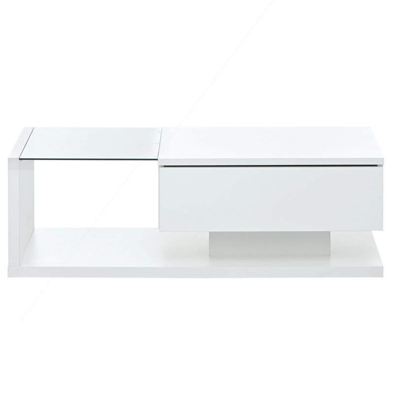 Table basse ronde avec rangement Rondelle, Blanc
