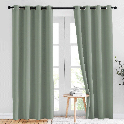 Bedroom Room Darkening Curtains Triple Weave Microfiber Grommet Top Thermal Insulated Solid Room Darkening Panels/Drapes for Living Room