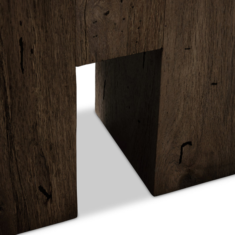 Abaso Solid Wood Dining Bench, Ebony Rustic Wormwood Oak