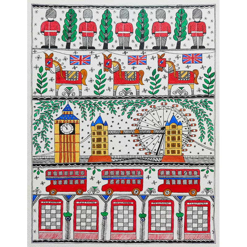 La vue de Londres | Acrylique sur papier fait à la main | Par Saral Panchal