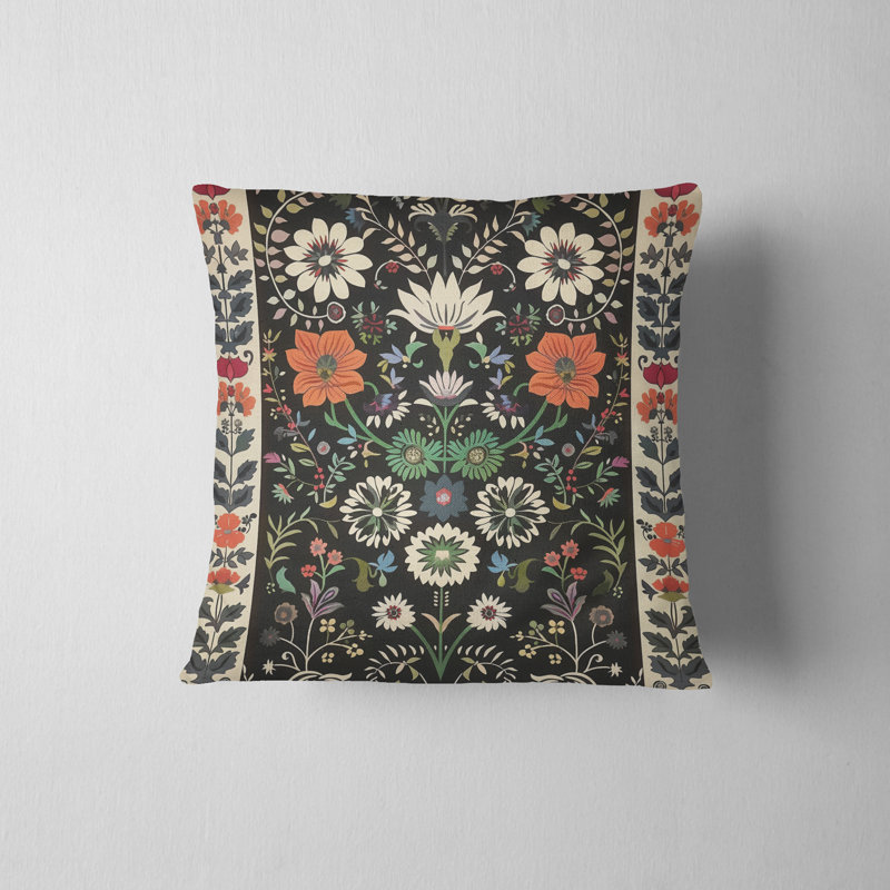 Housse de coussin réversible à motif floral Folk Maximalist, H 16 po x l 16 po