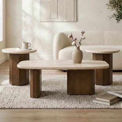 Garces Bullnose Profile Edge 2-Piece Living Room Table Set