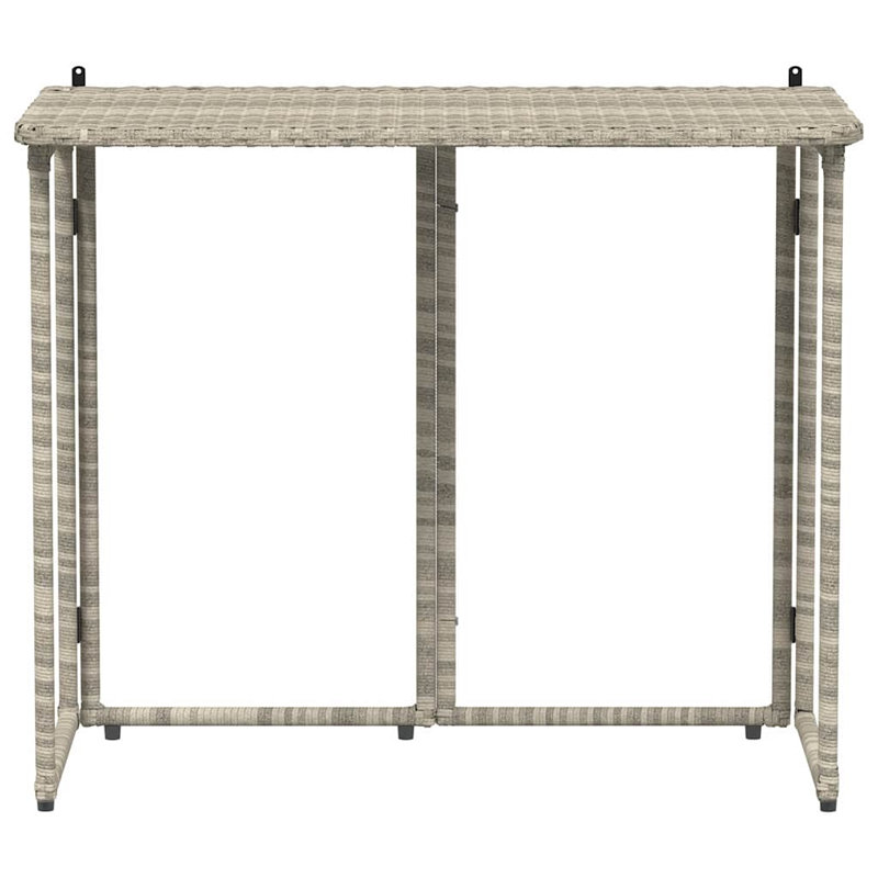Folding Garden Table 90X51x75 Cm Poly Rattan, Light Grey