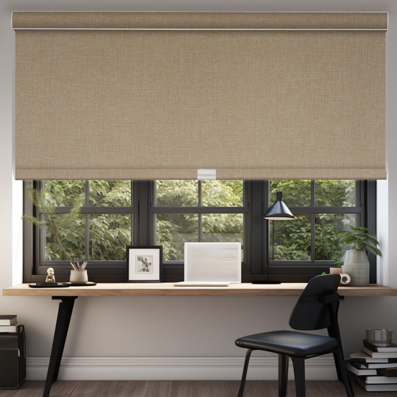 Store à enroulement occultant pour fenêtre Rideaux en lin sans cordon pour fenêtre, Beige, L 33,5 po x L 72 po