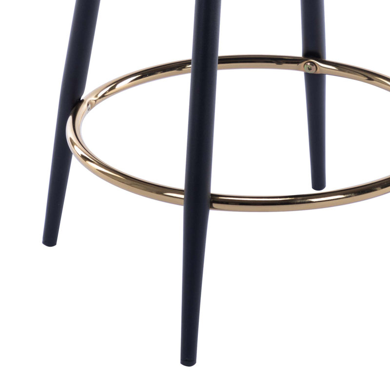 Tabouret de bar et de comptoir Della, Noir, Tabouret de comptoir (siège d’une hauteur de 24