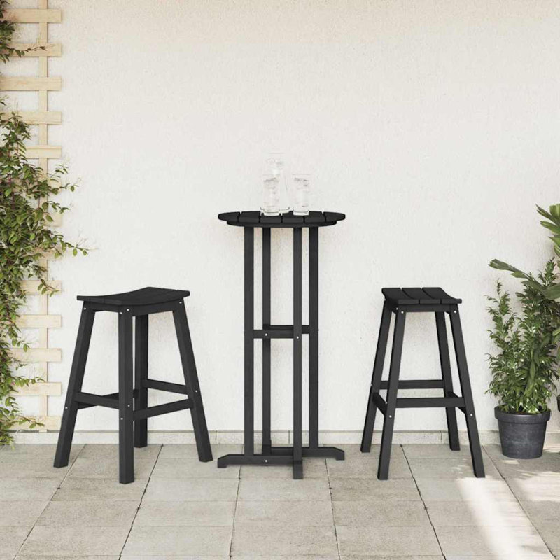 Vidaxl Garden Bar Set 3 Pcs HDPE, Black