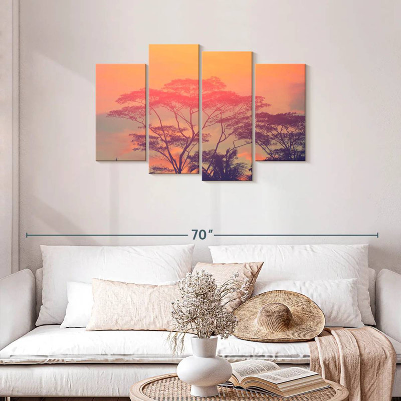 Silhouette d'arbres d'Afrique Lynelle, H 27 po x l 43 po