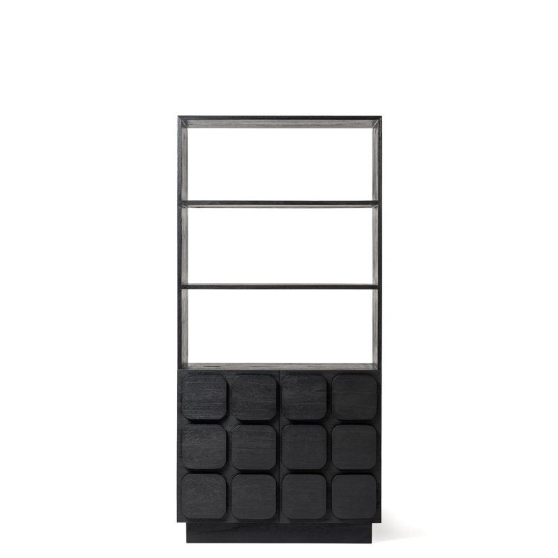 Natalyah 193cm H x 92cm W Solid Wood Standard Bookcase, Black