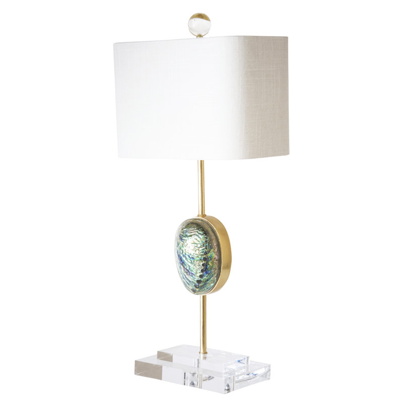 Sausilito 24" Tall Abalone Shell and Crystal Table Lamp, Cream