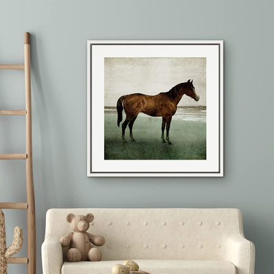 " Vintage Farmer's Horse Minimalist Landscape Wall Art "