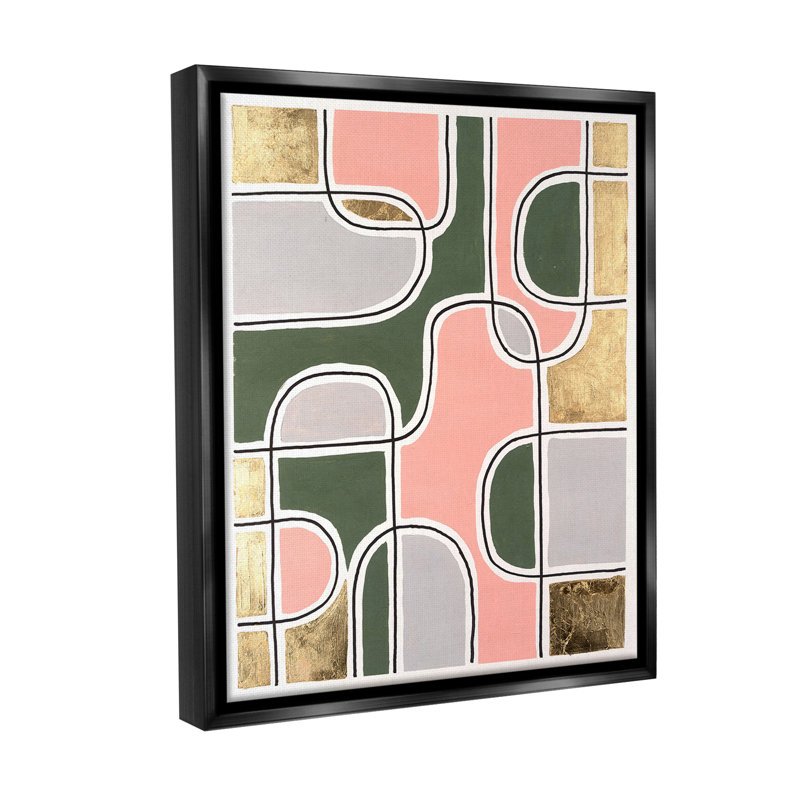 "Modern Shapes And Glam" par Michael Willett sur toile, H 31 po x l 25 po, Cadre flottant noir de jais