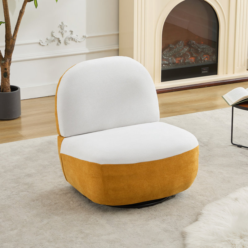 Chaise d'appoint pivotante rembourrée, Chenille jaune