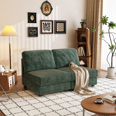 Double-Seater Sofa,Made of Comfortable and Soft Corduroy Fabric,Suitable for Living Rooms,Green
